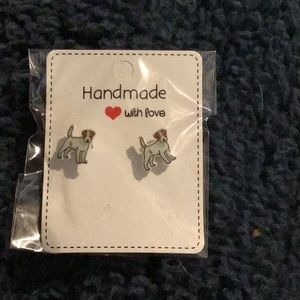 Beautiful handmade jack Russell stud earrings